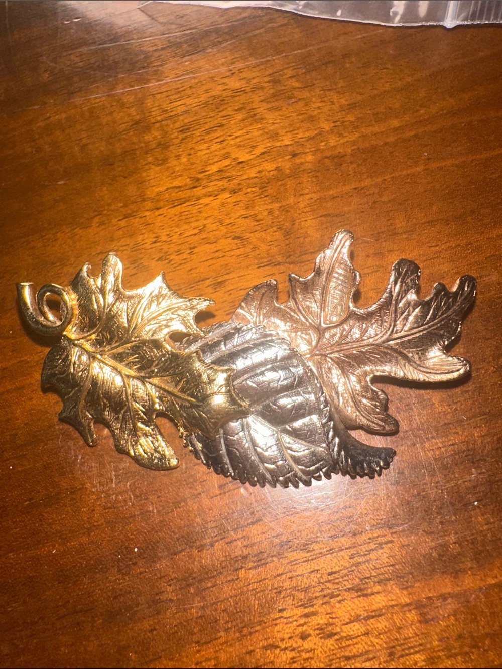 Vintage Avon Tri Tone (Gold, Silver & Rose Gold)Leaf Brooch
